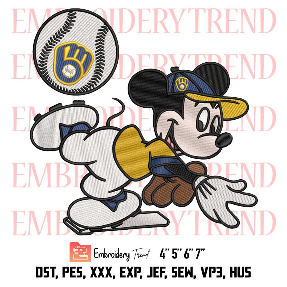 Baseball Milwaukee Brewers Mickey Embroidery, MLB Baseball Design File.jpg