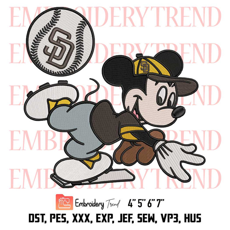 Baseball San Diego Padres Mickey Embroidery, MLB Baseball Design File.jpg