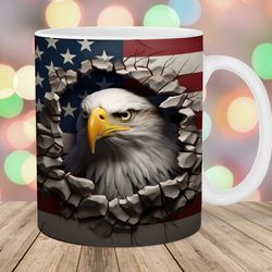 3d eagle mug, 11oz & 15oz mug, hole in a wall mug sublimation design, american flag mug