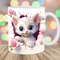 3D Kitten Mug Wrap, 11oz & 15oz Mug Template, Pink Flowers Mug Sublimation Design, Hole In A Wall Mug Template, Instant Digital Download PNG.jpg