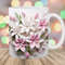 3D Pink White Lilies Flowers Mug Wrap, 11oz And 15oz Mug Template, Mug Sublimation Design, Mug Wrap Template, Instant Digital Download PNG.jpg