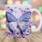 3D Purple Butterfly Flowers Mug Wrap, 11oz And 15oz Mug Template, Mug Sublimation Design, Mug Wrap Template, Instant Digital Download PNG.jpg
