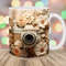 3D Vintage Photo Camera Mug Wrap, 11oz & 15oz Mug Template, Flowers Mug Sublimation Design, Mug Wrap Template, Instant Digital Download PNG.jpg