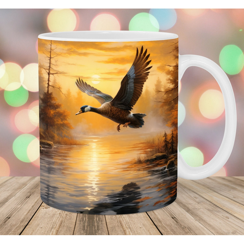 Duck Mug Wrap, 11oz & 15oz Mug Template, Forest Mug Sublimation Design, Lake Reflection Mug Wrap Template, Instant Digital Download PNG.jpg