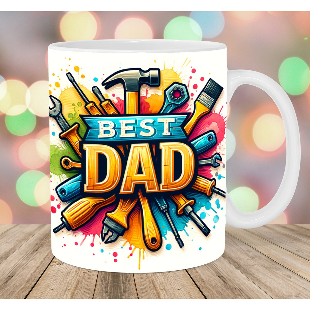 The Best Dad Mug Wrap, 11oz & 15oz Mug Template, Mug Sublimation Design, Tools Mug Wrap Template, Instant Digital Download PNG.jpg