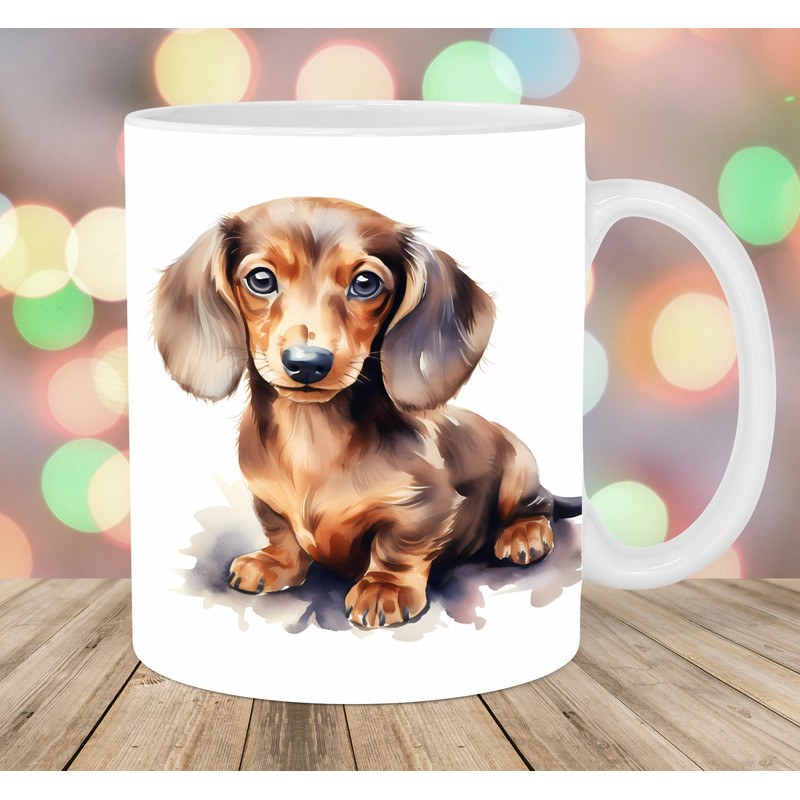 Watercolor Dachshund Mug Wrap, 11oz & 15oz Mug Template, Mug Sublimation Design, Dog Mug Wrap Template, Instant Digital Download PNG.jpg