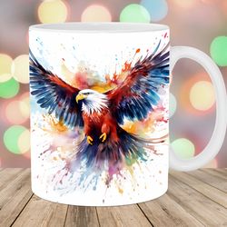 watercolor eagle mug, 11oz & 15oz mug, mug design,