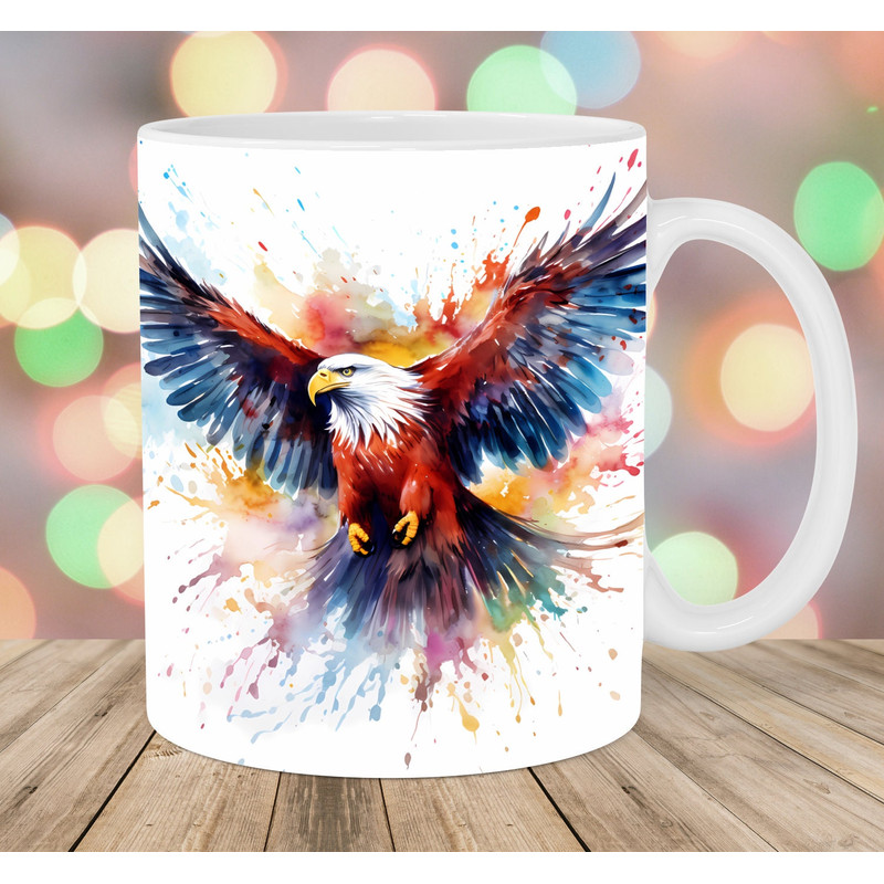 Watercolor Eagle Mug Wrap, 11oz & 15oz Mug Template, Mug Sublimation Design, Mug Wrap Template, Instant Digital Download PNG.jpg