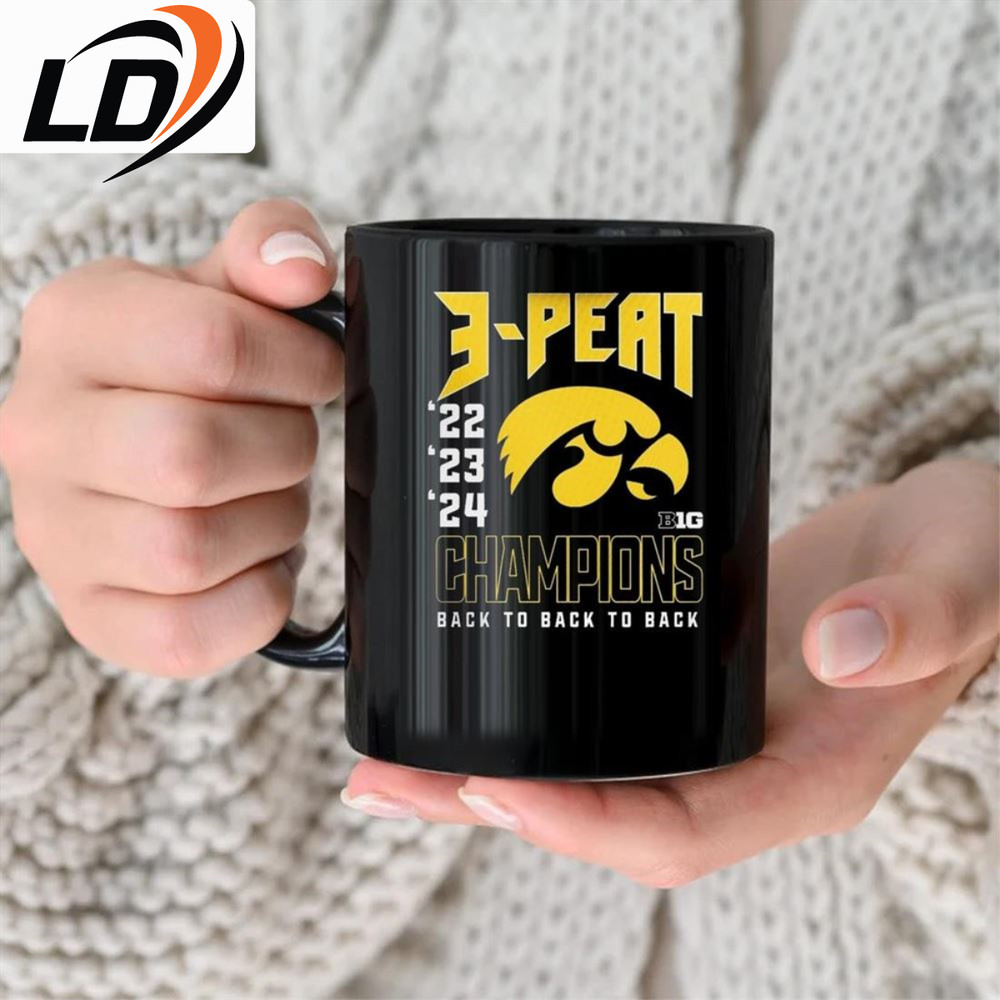 Iowa Hawkeyes 2024 Basketball 3-Peat 22 23 24 Big Tournament Champions Back To Back To Back Mug.jpg