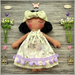 Dark Skinned Fabric Doll,Brown Skinned Doll, POC Doll, gift for baby first doll, Black Doll, Modern Rag Doll, Soft Doll