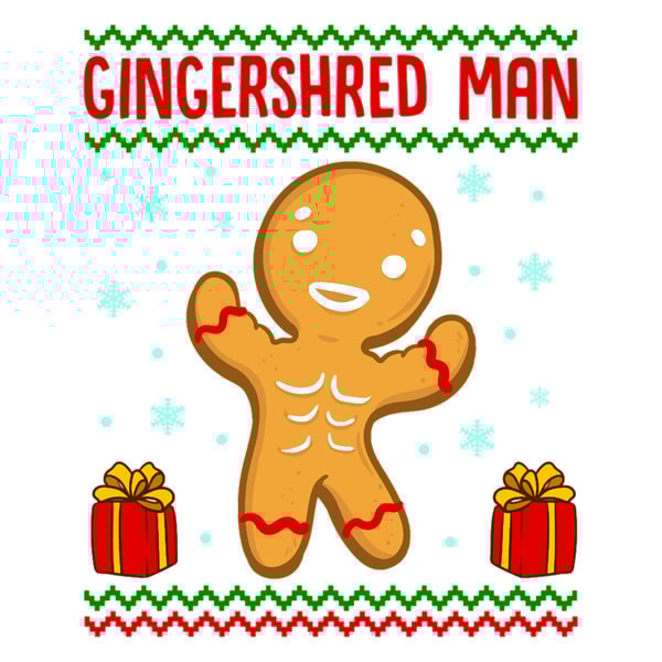 Gingershred Man a Cute Buff Christmas Gingerbread Man | Inspire Uplift