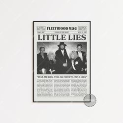 fleetwood mac retro newspaper print, little lies poster, little lies lyric print, fleetwood mac poster, tango in the nig