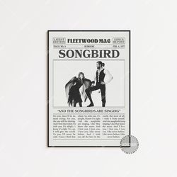 fleetwood mac retro newspaper print, songbird poster, songbird lyric print, fleetwood mac poster, rumours poster, lc3