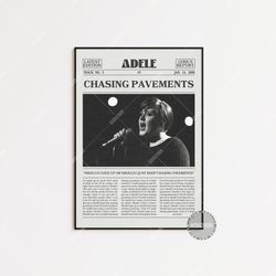 adele retro newspaper print, chasing pavements poster, chasing pavements lyrics print, adele 19 poster , adele poster, l