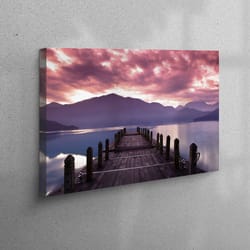 large canvas, canvas home decor, large wall art, view art, ocean landscape canvas poster, pink clouds artwork
