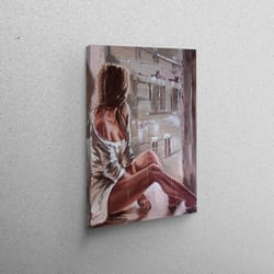 3d canvas, canvas art, large wall art, woman sitting on the floor, erotic wall art, sexy woman art, woman canvas poster,