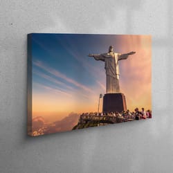 3d canvas, canvas decor, wall art canvas, jesus art canvas, landscape canvas, rio de janeiro landscape art canvas, view