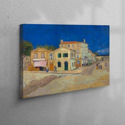 3d wall art, living room wall art, canvas art, the yellow house, night landscape wall decor, classic 3d canvas,