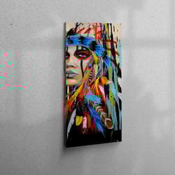 3d wall art, wall art canvas, canvas print, native girl printed, indian girl wall art, abstract girl canvas decor, moder