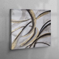 3d wall art, wall art, wall decor, gold and silver painting, abstract canvas print, contemporary canvas poster, gray art