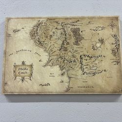 canvas home decor, wall art canvas, large canvas, lord of the rings movie map, world map printed, middle earth antique m