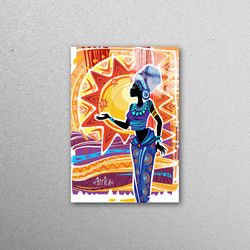 glass printing, glass art, glass wall art, african woman painting, black woman glass, abstract glass, african woman glas