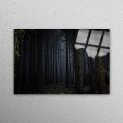 glass printing, glass art, wall decoration, forest landscape, tree glass decor, forest wall art, landscape wall decorati