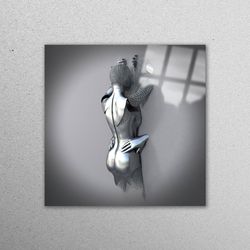 glass printing, glass wall art, glass wall decor, 3d effect couple, bedroom glass decor, 3d glass wall art,