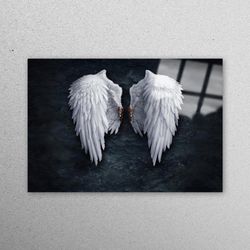 glass printing, glass wall art, mural art, banksy white wings glass wall, painting wall decoration, banksy angel wall de