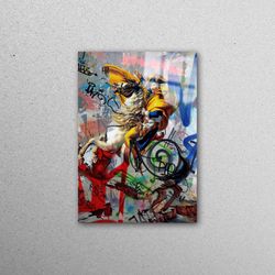 glass printing, glass wall art, wall decoration, banksy napoleon bonaparte, banksy glass wall, napoleon bonaparte glass