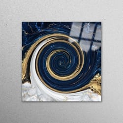glass wall art, glass printing, wall decoration, blue marble glass wall, abstract glass decor, gold marble wall art, mod