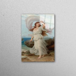 glass wall art, glass printing, wall decoration, miranda the tempest, william shakespeare glass, reproduction glass wall