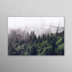 glass wall art, glass, glass art, misty mountain view, view wall art, forest landscape glass, misty mountain tempered gl