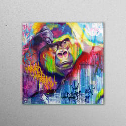 glass wall art, glass, wall art, abstract gorilla tempered glass, old gorilla glass art, animal glass wall art, colorful