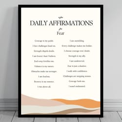 affirmation wall art for fear self love positive affirmations words of affirmation canvas daily affirmations print m