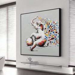 colorful elephant canvas print, elephant canvas wall art, animal poster, wall art canvas design, framed canvas ready to