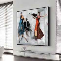 girl playing violin painting, original canvas art,dress painting, extra large wall art, wall art canvas design, framed c