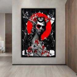 red devil, fine art print, extra large wall art, wall art design, framed canvas ready to hang