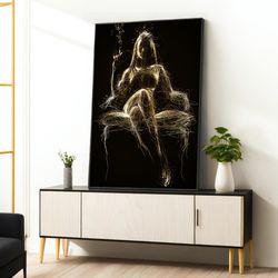 rope woman canvas painting, rope woman poster, fashion rope woman canvas wall art, rope girl painting, canvas art, frame