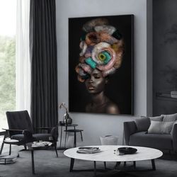 woman wall art, beautiful female canvas decor, ethnic woman print, extra large wall art, wall art design, framed canvas