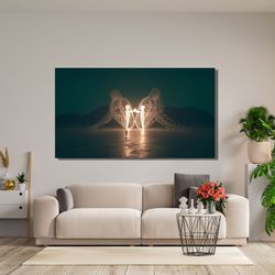 Alexander Milov Inner Child Glowing Print, Inner Child Sculpture,Burning Man Sculpture,Two People Turning, Modern Wall A