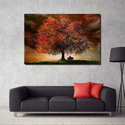 big oak tree print art, nature forest poster, forest painting,botanical canvas wall art, gift for home, angel oak tree a