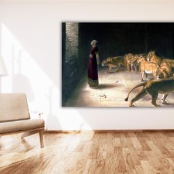 briton riviere daniels answer to the king poster wall art canvas print, lions canvas wall art, famous wall art, modern w