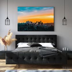 California Sunset Art Canvas Print, Landscape Canvas Wall Art Decor, California Cityscape Wall Art, Housewarming Gifts,