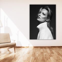 kate moss poster art print, kate moss canvas wall art print, fashion wall art decor, famous people poster art print, vin