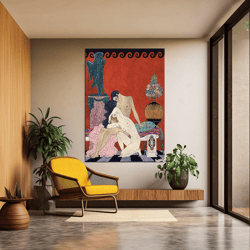 lesbian lovers by georges barbier canvas print, pride month gift, famous artist home design