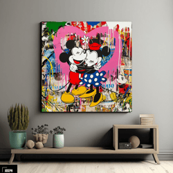 mickey mouse funny banksy graffiti canvas art, luxury painting fashion prints cartoon birthday christmas gift pictures