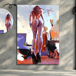 naked woman canvas painting, minimalist art, nude woman canvas print, nudity wall art, nude art