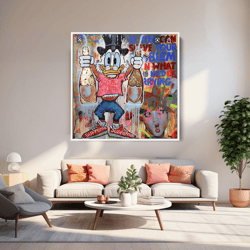 public enemy no1 mcduck pop art canvas wall art, supreme mcduck poster decor, square print modern wall art