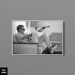 steve mcqueen canvas wall art, steve mcqueen print, home decor framed art framed canvas wall art